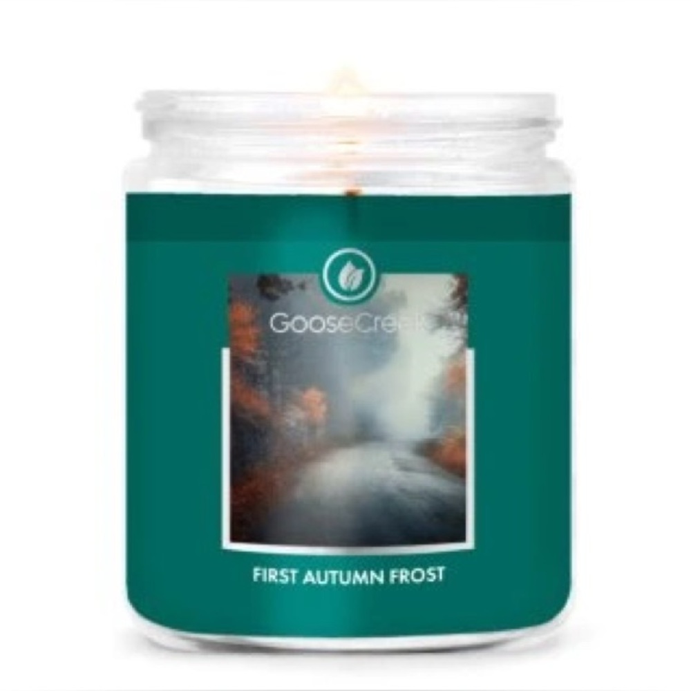Goose Creek First Autumn Frost single wick Candle new with lid brand